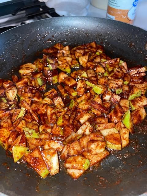 Apples cooking for specialty bread